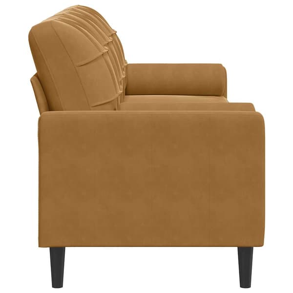 vidaXL 3-sitssoffa med kuddar, brun, 210 cm, sammet