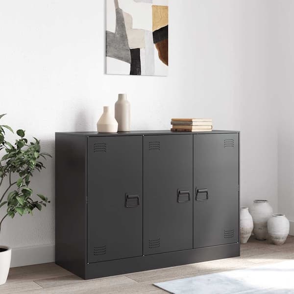 vidaXL skab, sort, 99x39x73 cm, stål