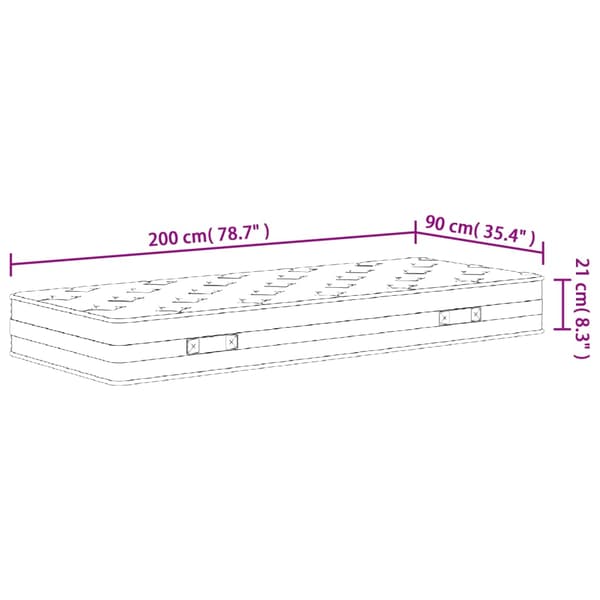 vidaXL Bonnell springmadras, medium fasthed, 90x200 cm