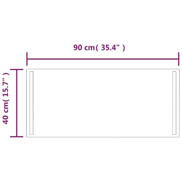 vidaXL Badrumsspegel med LED, 40x90 cm