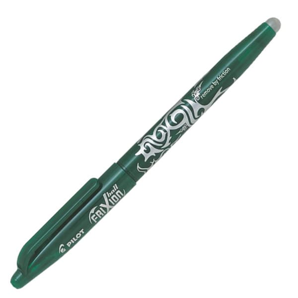 Sletbar rollerballpen. Pilot Frixion Ball Medium. Grøn.