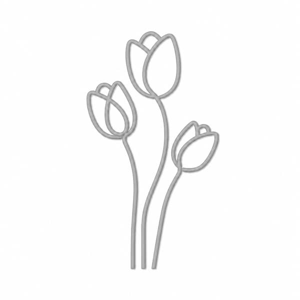 Sæt med 3 dekorative grå tulipaner til vaser, moderne design