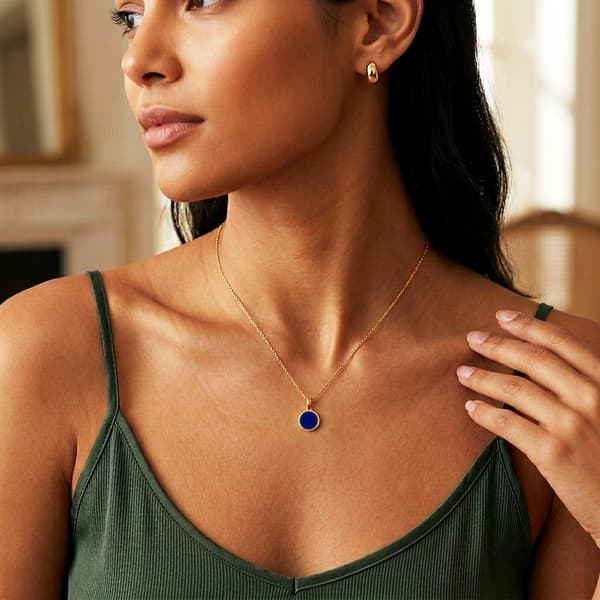 Silverpläterat halsband med blå lapissaurus - NSC56474Y
