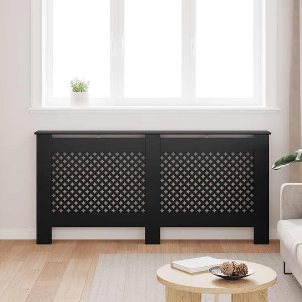 vidaXL radiatordæksel, sort, 172x19x81 cm, MDF