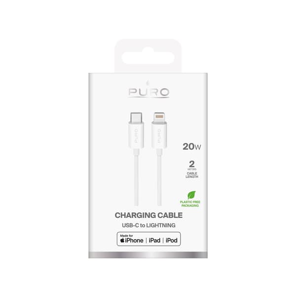 USB-C - iPhone Lightning TPE 20W 2m Kaapeli - Valkoinen