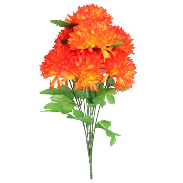Bukett med 9 orangefärgade krysantemum
