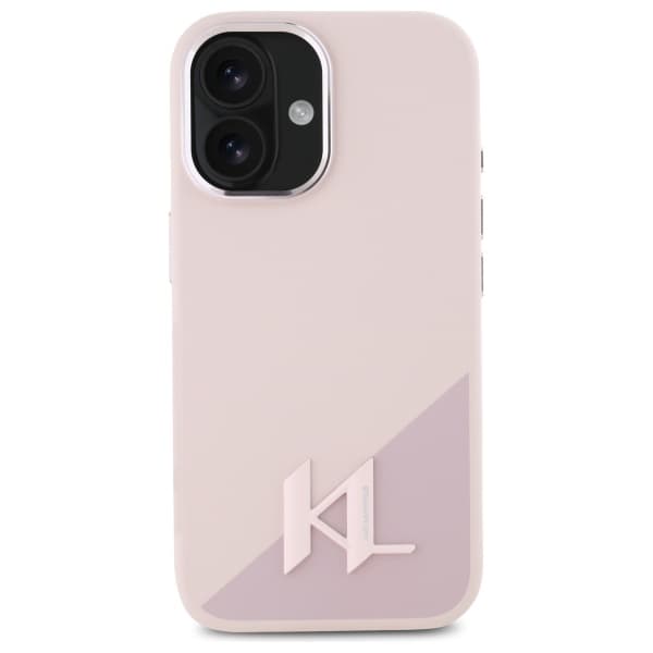 Karl Lagerfeld Silikone Shadow Metal Initial MagSafe-etui til iPhone 16, Pink