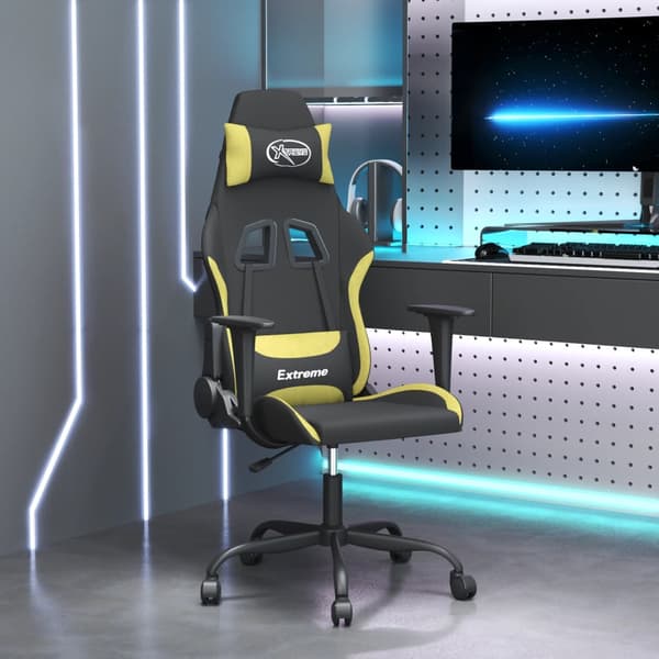 vidaXL gamingstol, sort og lysegrøn, stof