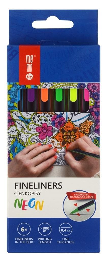 Neon fineliners 0,4 mm 6 farver MemoBe