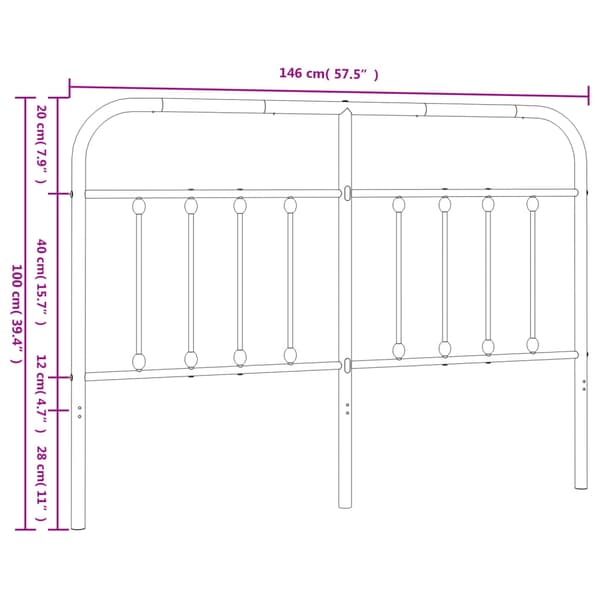 vidaXL metalsengegavl sort 140 cm