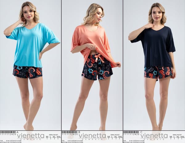 Vienetta Dame Pyjamas L 40 42 bomuldsshorts
