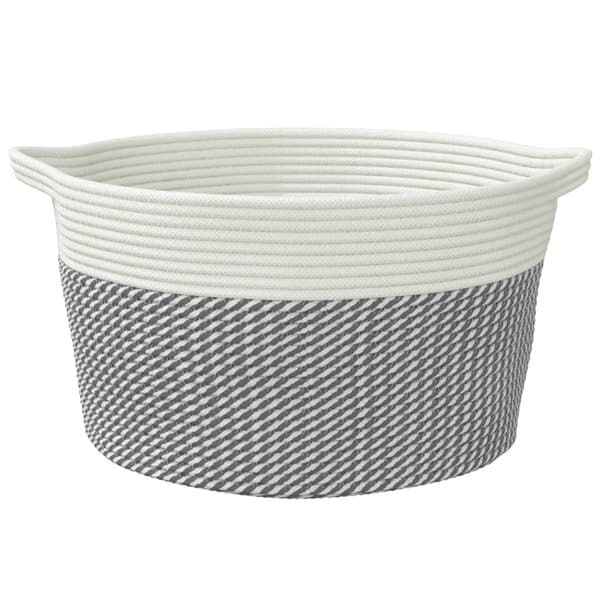 vidaXL Förvaringskorg grå och vit Ø40x25 cm bomull