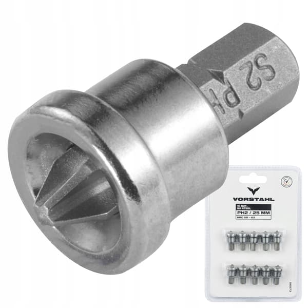 Bit med stopp S2 STÅL (10-pack) QUALITAT PH2x25mm Vorstahl