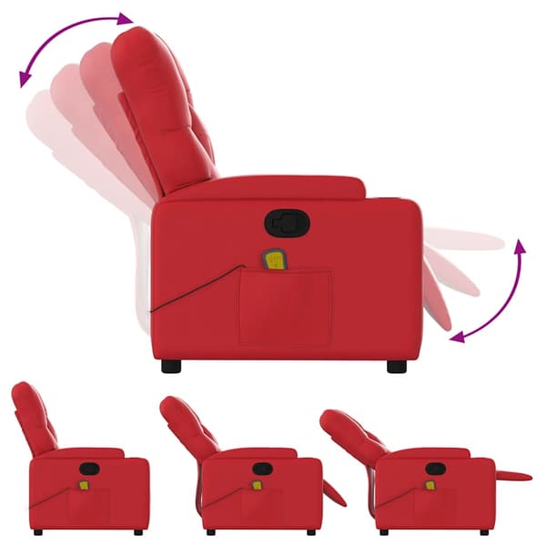 vidaXL Massagefåtölj röd konstläder