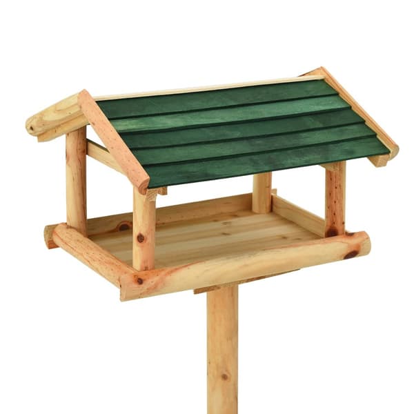 vidaXL fuglefoderautomat på stang 37x28x100 cm grantræ