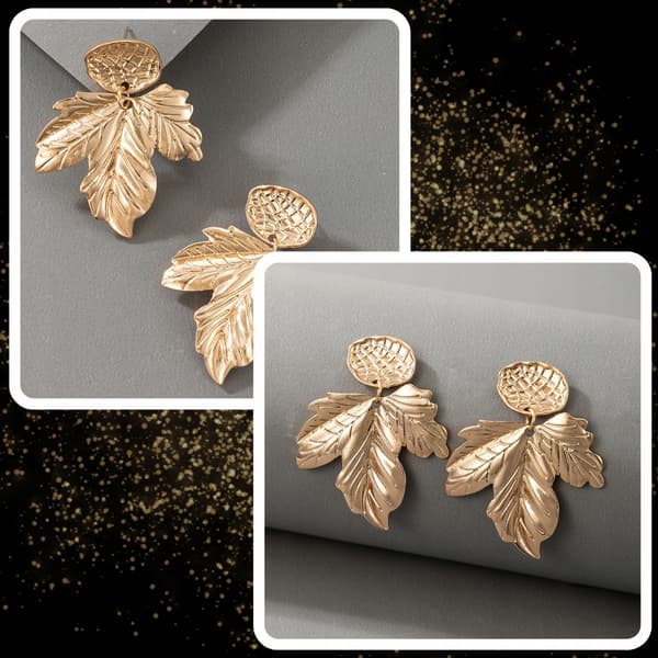 Eleganta örhängen i bladguld ST146