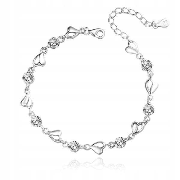 Silver diamanthjärthalsband Present till kvinnor + armband