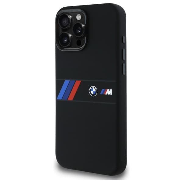 BMW Silikone Midterstribe MagSafe-cover til iPhone 16 Pro Max, Sort