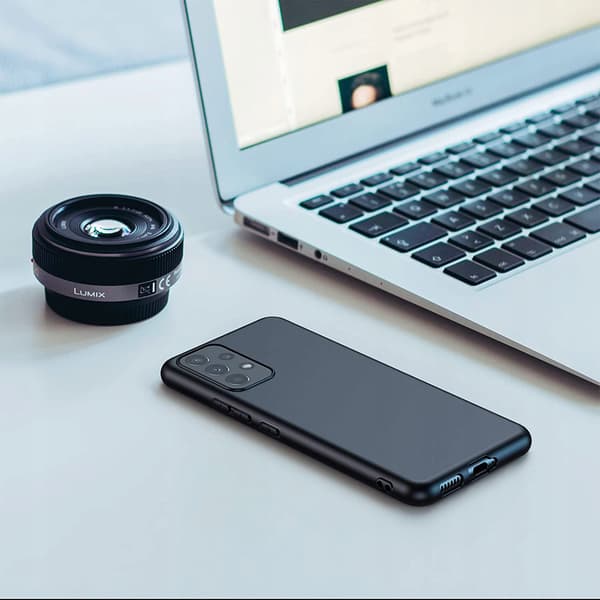 Etui til SAMSUNG GALAXY A53 5G Mat Sort Silikone Slim + GLAS