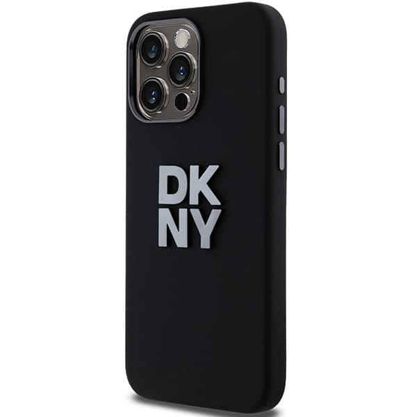 DKNY Liquid Silicone Metal Logo Cover til iPhone 15 Pro Max, Sort