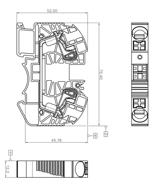 Sort 16mm2 1P skinnemonteringsklemme