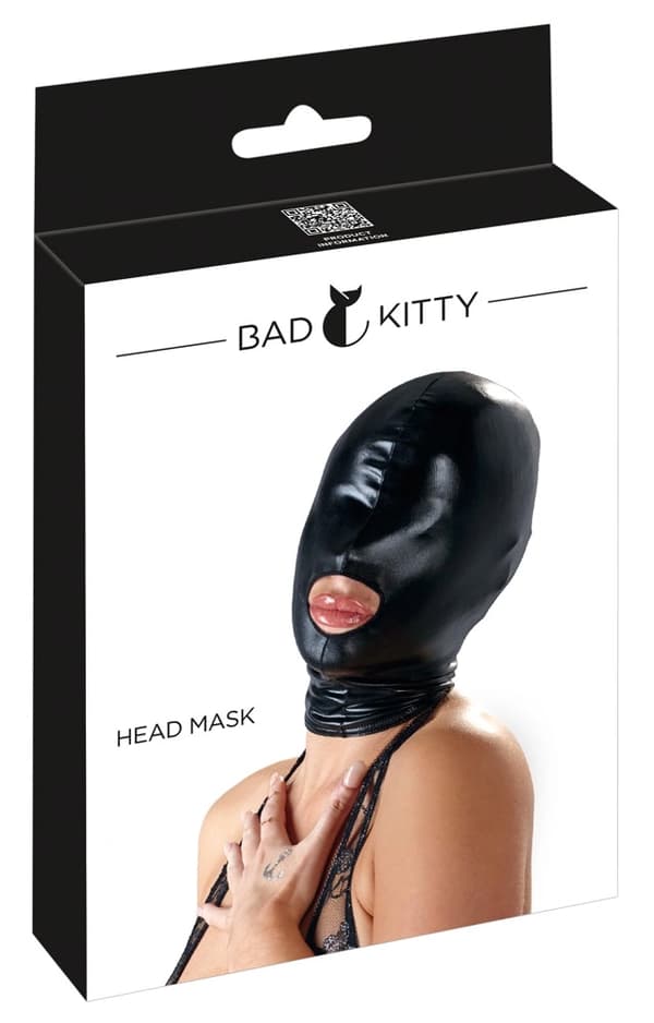 Bad Kitty Sort Maske med Mundhul Wetlook Elastik