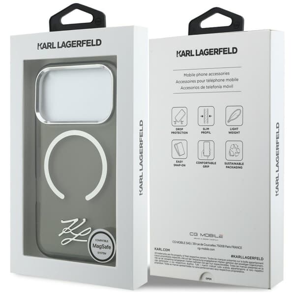 Karl Lagerfeld IML KL Script Logo MagSafe-etui til iPhone 17 Pro, sort
