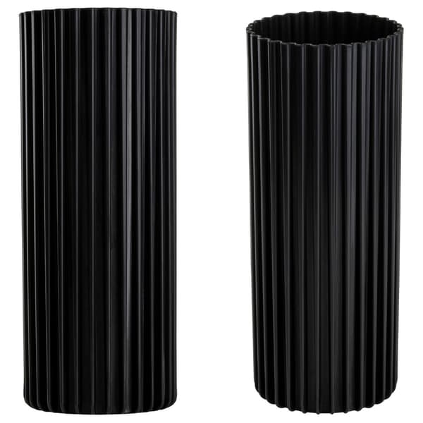 Set med 3 moderna RIBS-vaser, svarta