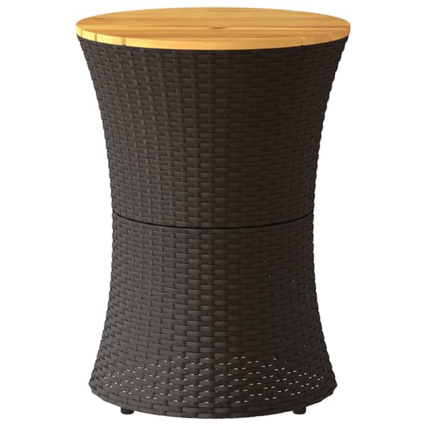 vidaXL trommeformet havebord, sort polyrattan og træ