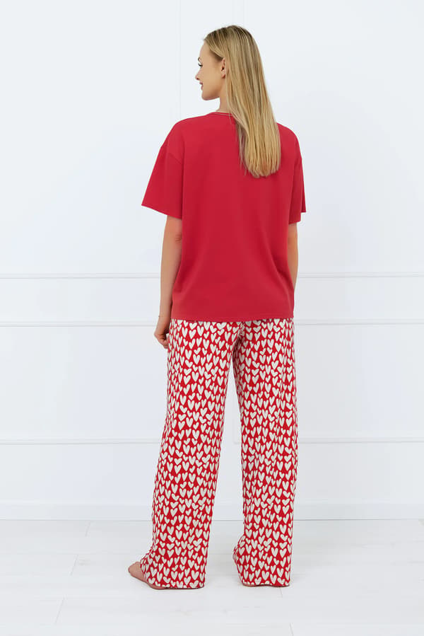 Naisten lyhythihainen pyjama, pitkät housut Evora L
