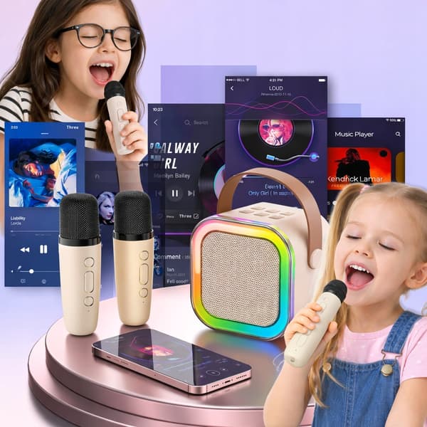 [paket] Karaokeset Högtalare 2 Mikrofoner Bluetooth USB SD Mini Jack Z3345B