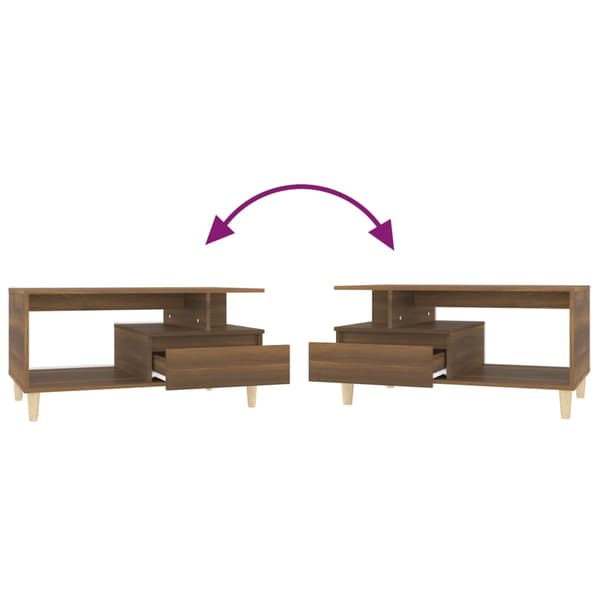 vidaXL sofabord brunt egetræ 90x49x45 cm træbaseret materiale
