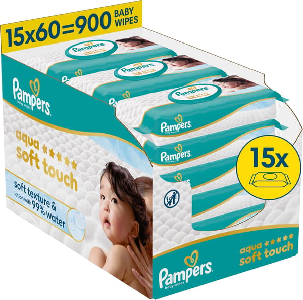 Pampers Aqua Soft Touch våtservetter set 15x60 st