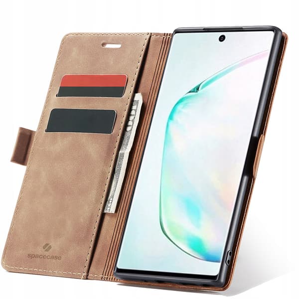 Plånboksfodral SpaceCase lädermockafodral för Galaxy Note 10+