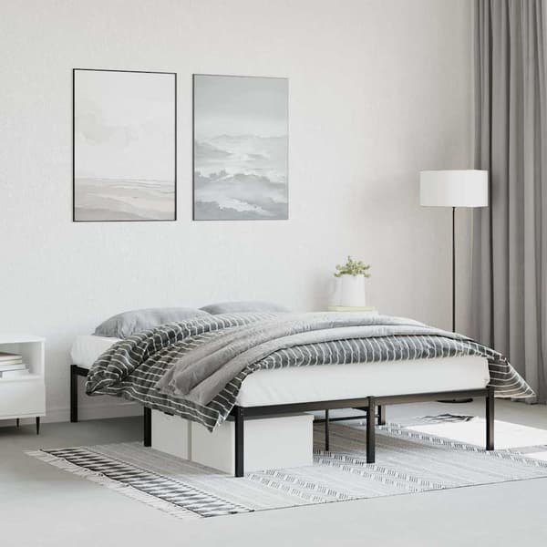 vidaXL metalsengestel sort 135x190 cm