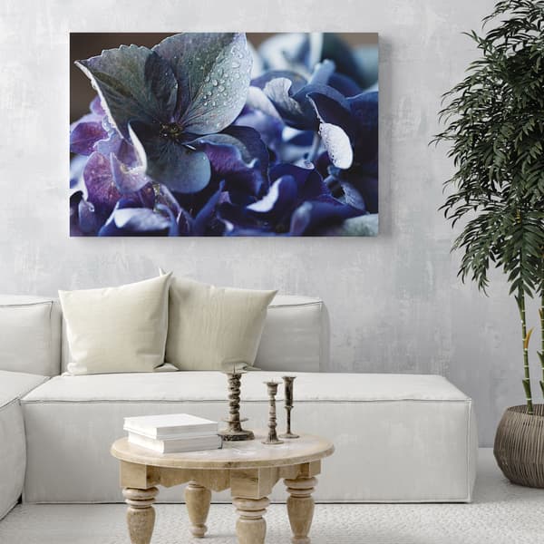 Lærredstryk Blomster Blå hortensia 60x40