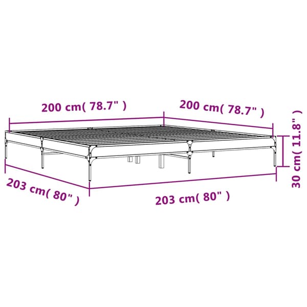 vidaXL sengestel i røget egetræ 200x200 cm