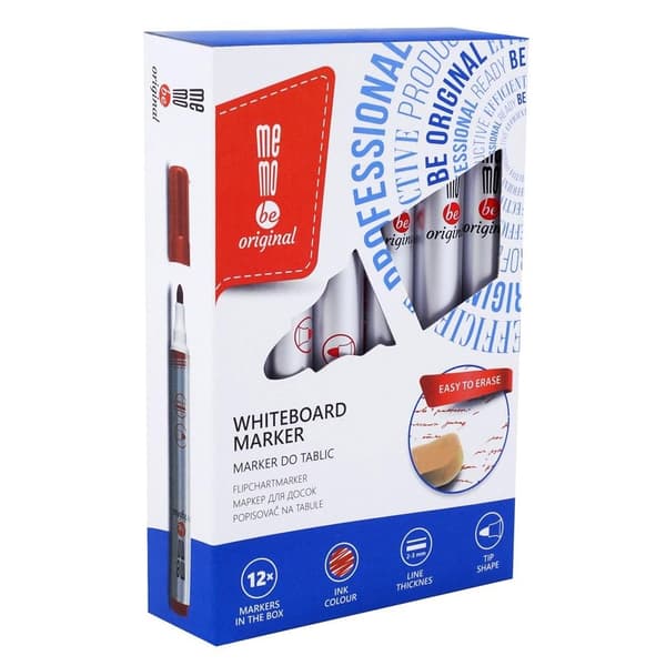 MemoBe whiteboard tuscher røde (12 stk.)
