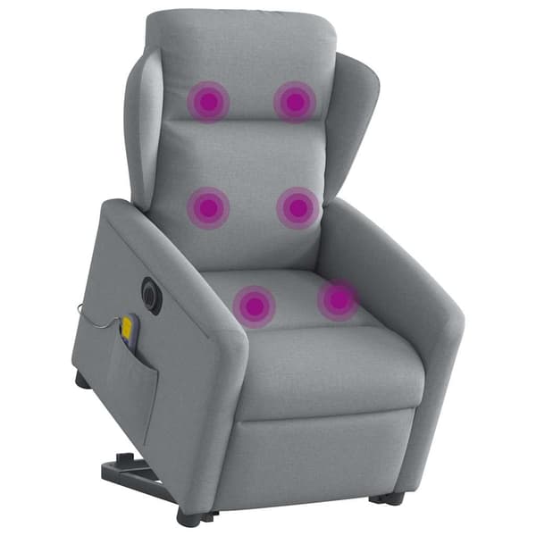 vidaXL Elektrisk lyftande massagefåtölj ljusgrå