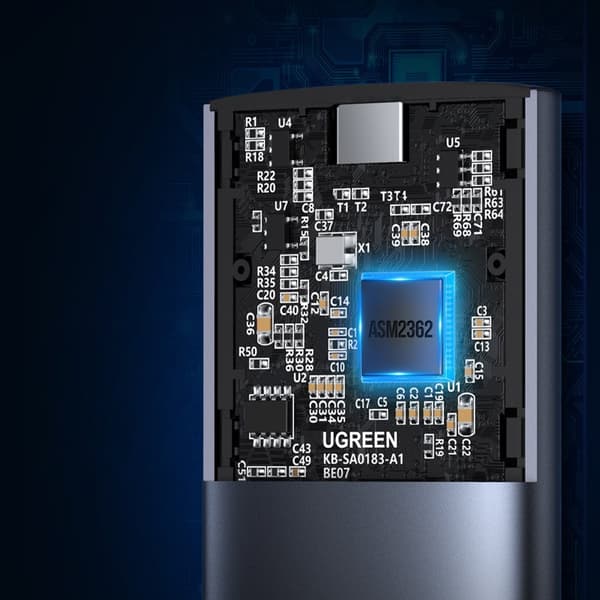 M.2 SuperSpeed 10Gbps SSD-kabinet + 0,5m USB-C-kabel, grå