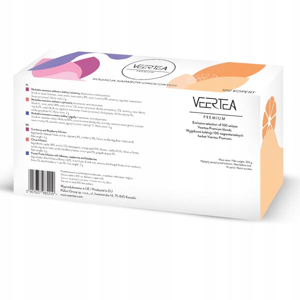 Veertea fruktinfusionsset 4 smaker 100 kuvert