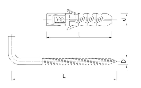 Rawlplug Expansionsplugg med Rak Krok FIX Ø12