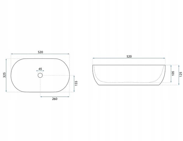 Oval bordvask 52 cm hvid REA Amelia hvid