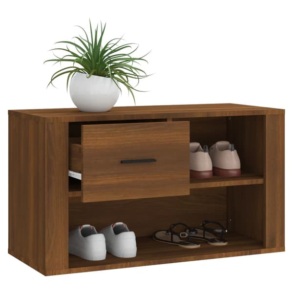 vidaXL skoskab brunt egetræ 80x35x45 cm