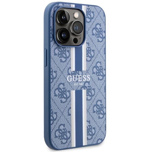 Guess 4G Printed Stripes MagSafe-etui til iPhone 14 Pro, blå