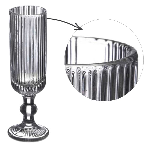 160 ml räfflat grått champagneglas
