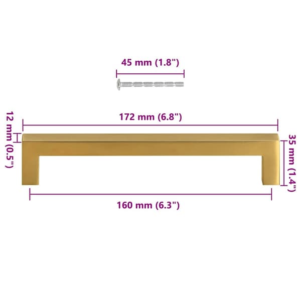 vidaXL skabsgreb, 10 stk., guld, 160 mm, rustfrit stål