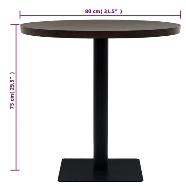 vidaXL MDF bistrobord med stålbas 80x75 cm mörk ask