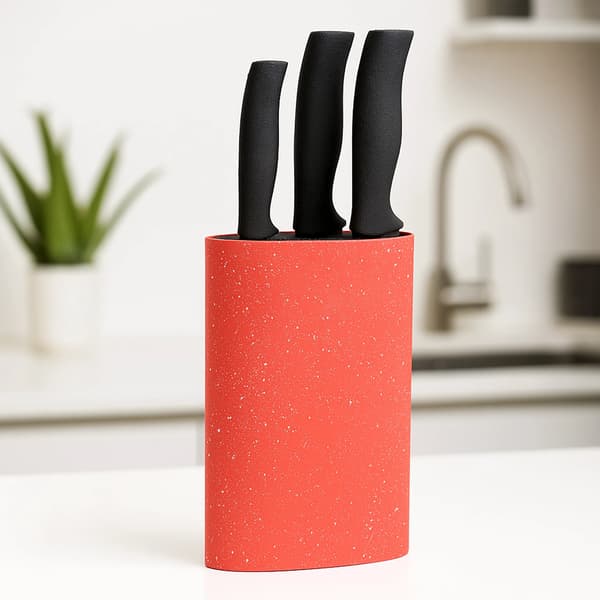 Edenberg Oval Knivstativ 22 cm - Rød, Sort, Grå og Hvid