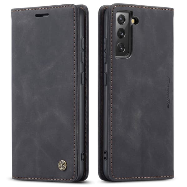 CASEME Etui til Samsung Galaxy S22+ Plus 5G, Læderpung, Sort